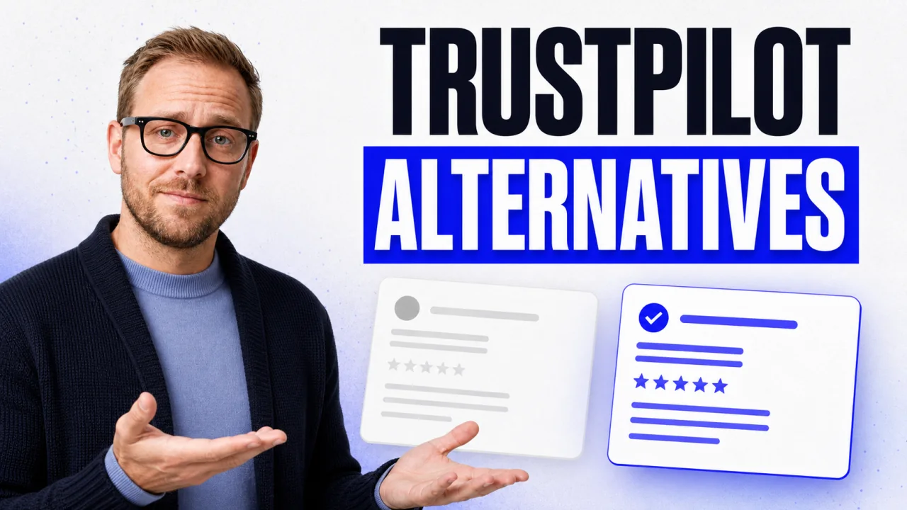 TrustFuel comparison of Trustpilot alternatives with two abstract review platform cards