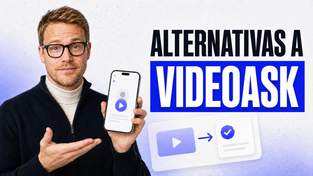 Comparativa de alternativas a VideoAsk de TrustFuel con un testimonio en video en un smartphone