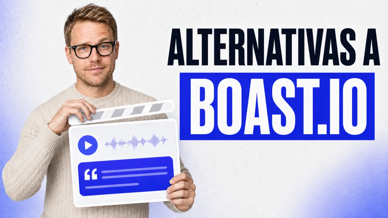Comparativa de alternativas a Boast.io de TrustFuel con una claqueta de producción de testimonios en video