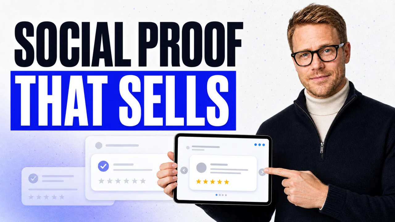 Social proof that sells with Benjamin König demonstrating a testimonial widget on a tablet